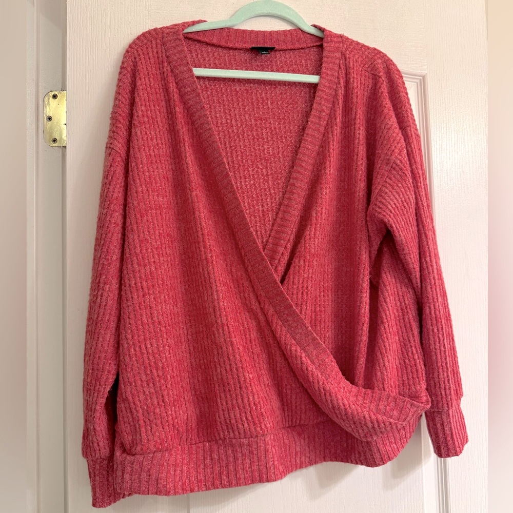 Torrid Valentine Brushed Waffle Surplice Red Drop Shoulder Top - size 1